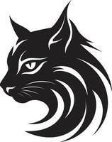silhouet van een bevallig met bakkebaarden kat meetkundig monochroom embleem vector