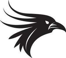 bevallig zwart raaf monogram modern vogel schets ontwerp vector