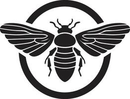 gebeeldhouwd melodie zwart cicade logo in monochroom monochromatisch kalmte cicade symbool in aard Refrein vector