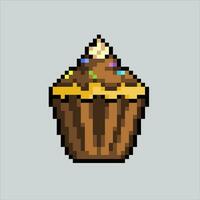 pixel kunst illustratie koekje. korrelig partij kop taart. verjaardag partij koekje korrelig voor de pixel kunst spel en icoon voor website en video spel. oud school- retro. vector