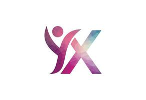 abstract eerste brief X Verbinden mensen logo. vector