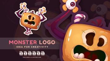 cartoon karakter halloween monster - grappige sticker. vector