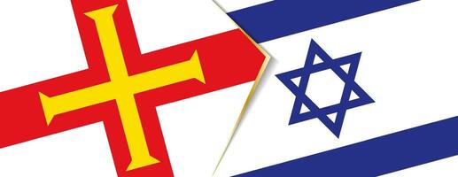 Guernsey en Israël vlaggen, twee vector vlaggen.