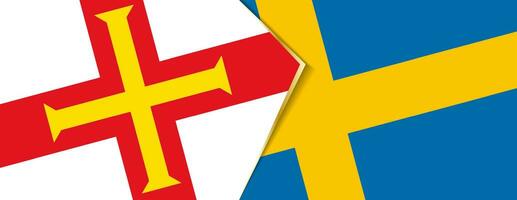 Guernsey en Zweden vlaggen, twee vector vlaggen.