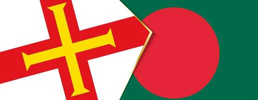 Guernsey en Bangladesh vlaggen, twee vector vlaggen.