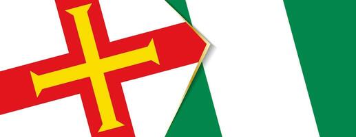 Guernsey en Nigeria vlaggen, twee vector vlaggen.