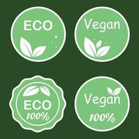 vector groen ronde eco vriendelijk etiketten, veganistisch en eco etiketten
