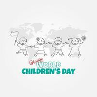 wereld kinderen dag poster met kinderen Holding handen vector