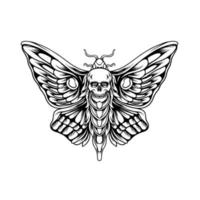 vlinder met schedel hoofd silhouet vector