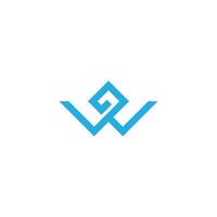 brief w blauw diamant lijn logo vector
