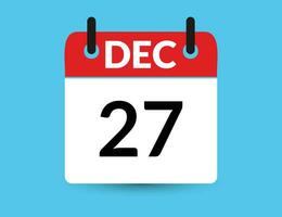 december 27. vlak icoon kalender geïsoleerd Aan blauw achtergrond. datum en maand vector illustratie