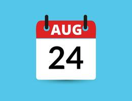 augustus 24. vlak icoon kalender geïsoleerd Aan blauw achtergrond. datum en maand vector illustratie