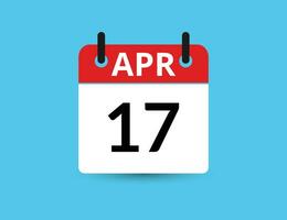 april 17. vlak icoon kalender geïsoleerd Aan blauw achtergrond. datum en maand vector illustratie