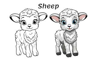 schattig schapen dier kleur boek illustratie vector