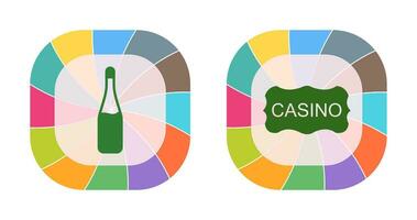 champagne fles en casino teken icoon vector