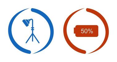 licht staan en voor de helft accu icoon vector