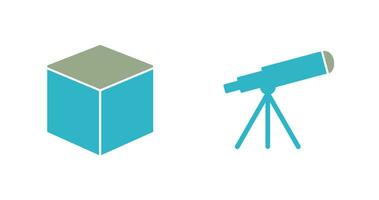 kubiek ontwerp en telescoop icoon vector