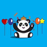 verjaardagsviering met schattige panda-illustratie vector