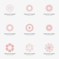 luxe, bloem lotus, schoonheid logo set vector pictogram illustratie ontwerp