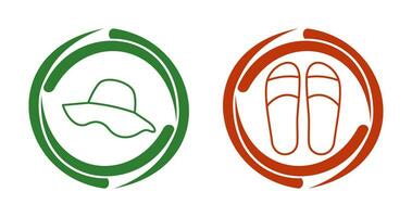 hoed en slippers icoon vector