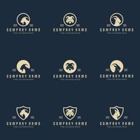 geit hoofd kunst klassiek vintage logo set vector pictogram illustratie ontwerp