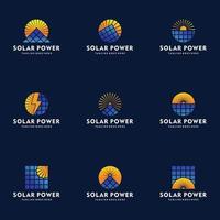 zonne-energie power logo set vector pictogram illustratie ontwerp