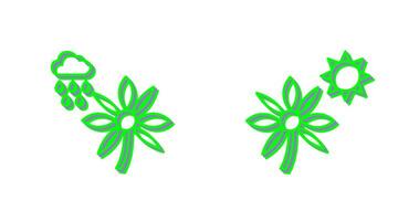 bloem met regen en bloem icoon vector