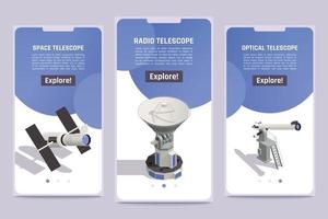 astronomie isometrische set vector