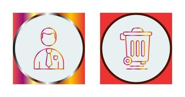 werknemer en vuilnisbak icoon vector
