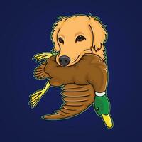 illustratie van een gouden retriever hond, jacht- eenden. vector