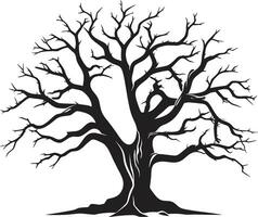 stil mijmering afbeelding van aard verval in zwart vector erfenis van schaduwen een levenloos bomen klaagzang in monochroom