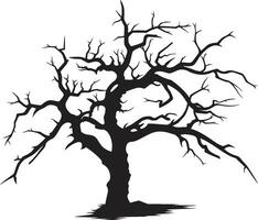 vervagen naar eeuwigheid een zwart vector artwork van verval volhardend schoonheid monochroom afscheid naar een levenloos boom