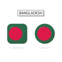 vlag van Bangladesh 2 vormen icoon 3d tekenfilm stijl. vector