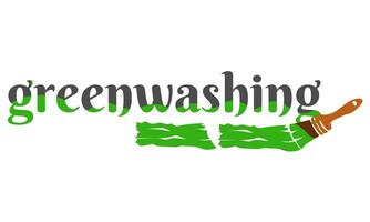 greenwashing metafoor, banier over verborgen informatie en kwaad naar natuur, camouflage verf en borstel vector
