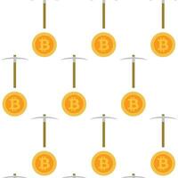 mijnbouw bitcoin naadloos patroon. achtergrond bitcoin munteenheid. vector illustratie