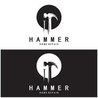 retro wijnoogst gekruiste hamer en nagel logo voor huis reparatie Diensten, timmerwerk, insignes, Bouwers, houtbewerking, bouw, vector