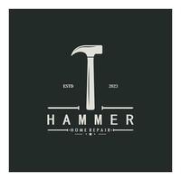 retro wijnoogst gekruiste hamer en nagel logo voor huis reparatie Diensten, timmerwerk, insignes, Bouwers, houtbewerking, bouw, vector