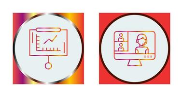 lijn diagram en conferentie video telefoontje icoon vector