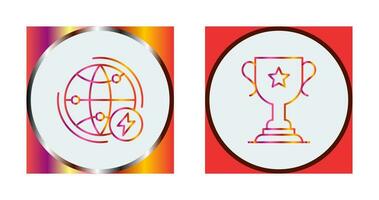 wereldbol aarde en trofee icoon vector