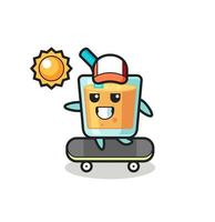 sinaasappelsap karakter illustratie rijden op een skateboard vector