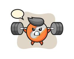 puntenslijper mascotte cartoon met een barbell vector