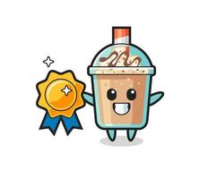 milkshake mascotte illustratie met een gouden badge vector