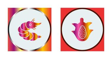 garnaal en draak fruit icoon vector