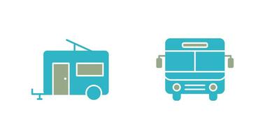 bus en aanhangwagen icoon vector