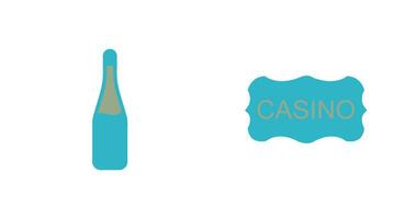 champagne fles en casino teken icoon vector
