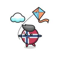 Noorwegen vlag badge mascotte illustratie speelt vlieger vector