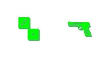 Dobbelsteen en pistool icoon vector