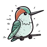 schattig tekenfilm vogel zittend Aan een Afdeling. hand- getrokken vector illustratie.