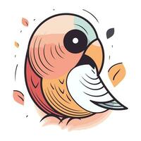 vector illustratie van schattig tekenfilm weinig vogel Aan wit achtergrond. hand- getrokken stijl.