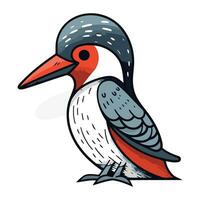 rood nek specht. vector illustratie van een vogel.